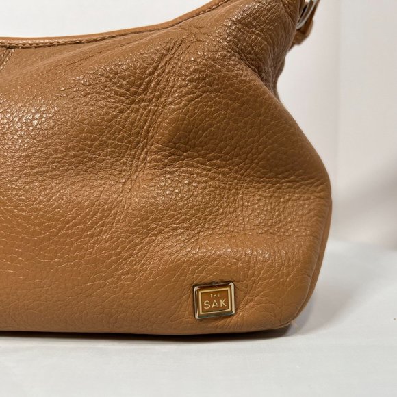 The Sak mini shoulder bag beige pebbled leather small hand bag zip closure - Picture 5 of 16
